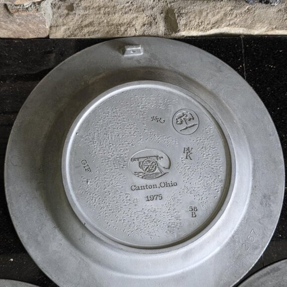 Set of 6 Vintage American Revolution Pewter Bicentennial Plates 1776-1976 - Picture 14 of 16